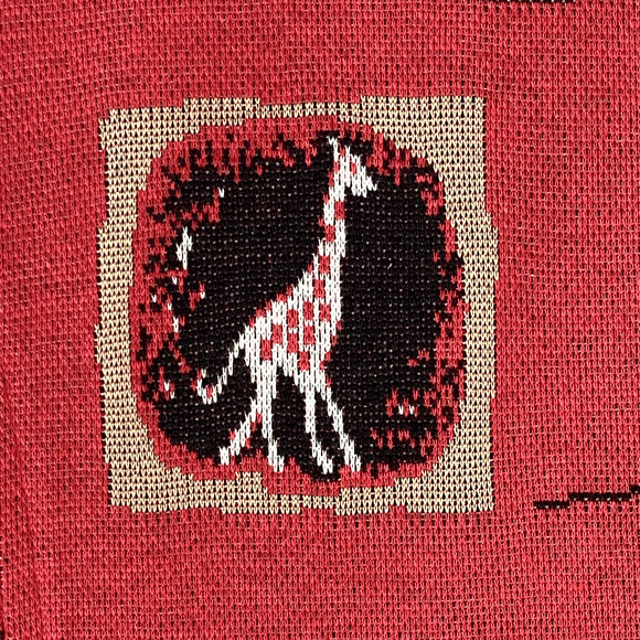 Peter Popovitch Cardigan Womens L Art to Wear Eccentric Zebra Safari Giraffe Red - Picture 10 of 16